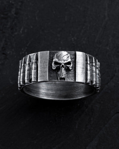 Inel din argint BULLETS OF RETRIBUTION – SKULL