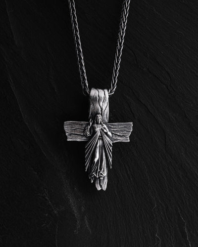 Cruz de plata JESUS CHRIST. FORGIVENESS — imagen principal