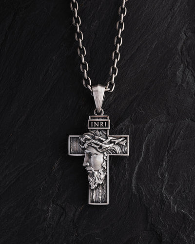 Cruz de plata FACE OF JESUS CHRIST. INRI — imagen principal