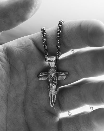 Silverkors VIRGIN MARY med BABY JESUS – produktbild 3