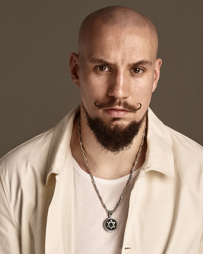 Prívesok z bieleho 14k zlata STAR OF DAVID s ebenom – pohľad 3
