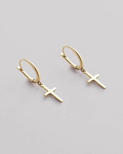 Pendientes CROSS (oro amarillo de 14 quilates) — imagen de producto 3