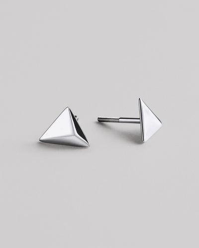 Silver stud earrings PYRAMID