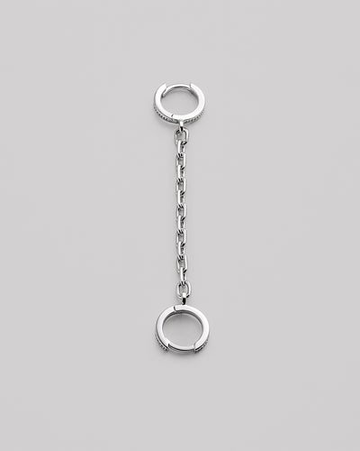 Silver single earring CHAIN (for two piercings)