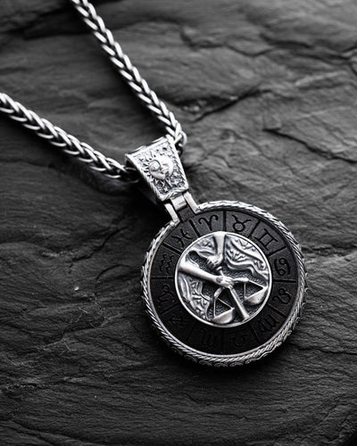 Colgante de plata del signo zodiacal LIBRA con ébano — imagen de producto 3