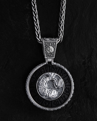 Pandantiv din argint Zodiac sign – PISCES cu abanos