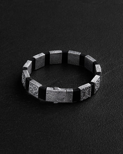 Pulsera de plata MIDGARD WIKING (leather) — imagen de producto 3