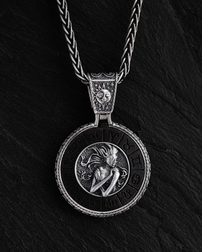 Colgante de plata del signo zodiacal VIRGO con ébano — imagen principal
