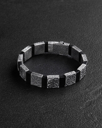 Pulsera de plata MIDGARD WIKING (leather) — imagen principal