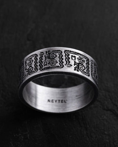 Silver ring AZTEC AND MAYAN HIEROGLYPHICS