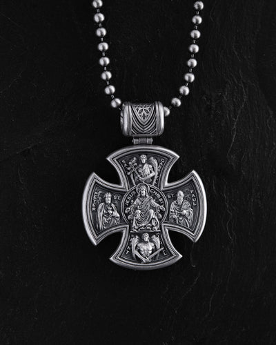 Ασημένιος σταυρός JESUS CHRIST. SAINT MARY, PRAY FOR US — εικόνα προϊόντος 3