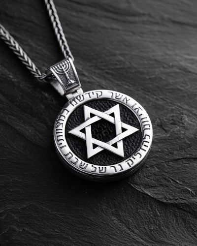 Sølvvedhæng STAR OF DAVID med ibenholt