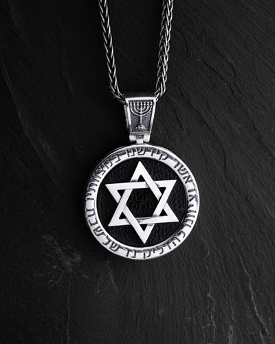 Sølvvedhæng STAR OF DAVID med ibenholt — billede 2