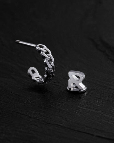 Boucle d'oreille simple en or blanc 14 carats CHAÎNE — vue 3