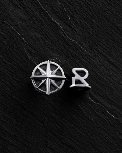 Einzelner Ohrring COMPASS aus 14-karätigem Weißgold