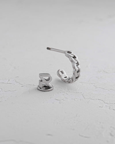 Boucle d'oreille simple en or blanc 14 carats CHAÎNE