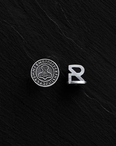 Pendiente individual de plata THOR'S HAMMER. RUNES — imagen principal
