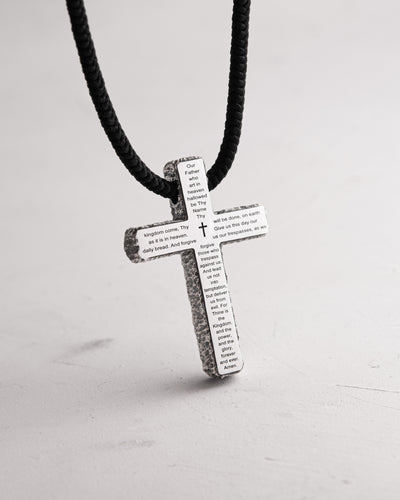Silverkors on snöre THE LORD'S PRAYER – OUR FATHER – produktbild 3