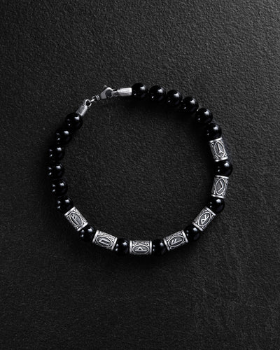 Pulsera para hombre RUNES (plata, Milanese, onyx) — imagen principal