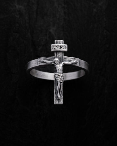 Bague en argent JÉSUS CRUCIFIX INRI