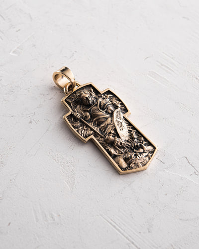 Kreuz ERZENGEL MICHAEL (14k Gelbgold)