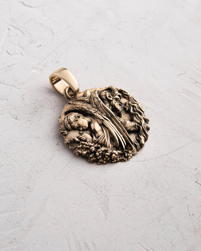 Pandantiv din aur galben de 14k ANGEL AND DEMON — imaginea 3