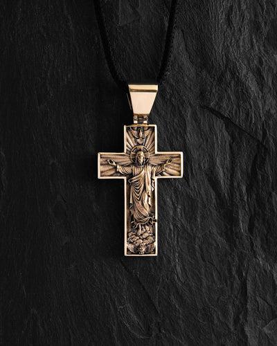 Cruce din aur galben de 14k ASCENSION OF JESUS CHRIST