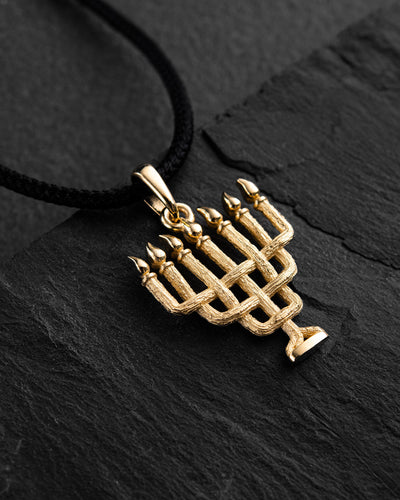 Přívěsek MENORAH (14k žluté zlato) – pohled 3