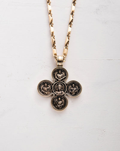 Kreuz JESUS UND DIE VIER ERZENGEL (14 Karat Gelbgold)