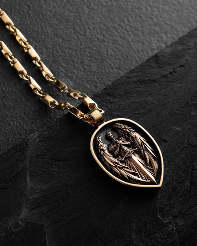 Pandantiv din aur galben de 14k ARCHANGEL MICHAEL — imaginea 3