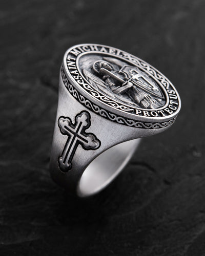 Ασημένιο δαχτυλίδι SAINT MICHAEL PROTECT US — εικόνα προϊόντος 2