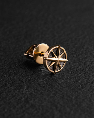 Cercel individual din aur galben de 14k COMPASS — imaginea 3