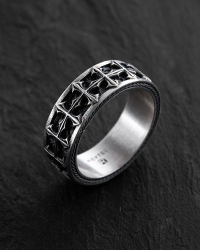 Silver ring GOTHIC CROSS