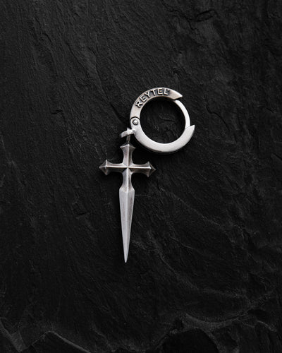 Silver hoop earring SWORD