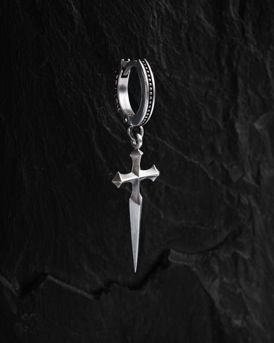 Silver hoop earring SWORD