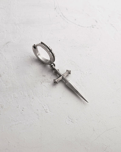 Silver hoop earring SWORD