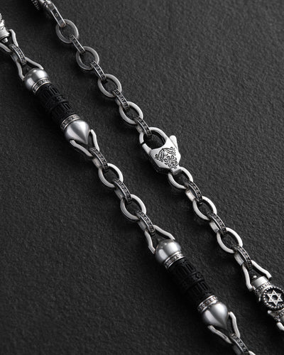 Silver chain STAR OF DAVID with ebony