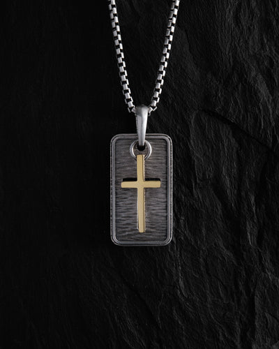 Colgante de plata OUR FATHER con cruz de oro — imagen de producto 2