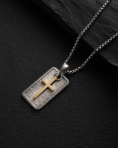 Colgante de plata OUR FATHER con cruz de oro — imagen principal