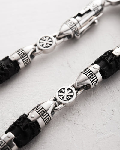 Pulsera de plata ST. GEORGE (ebony wood) — imagen de producto 3