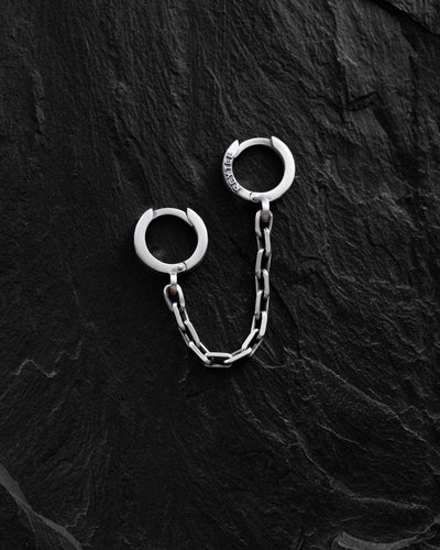 Einzelner Silberohrring CHAIN (für zwei Piercings)