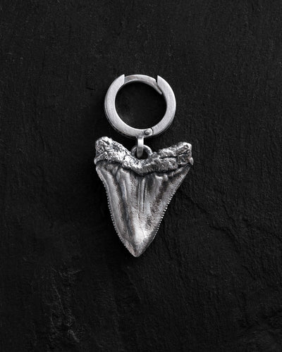 Silver single earring MEGALODON SHARK TOOTH