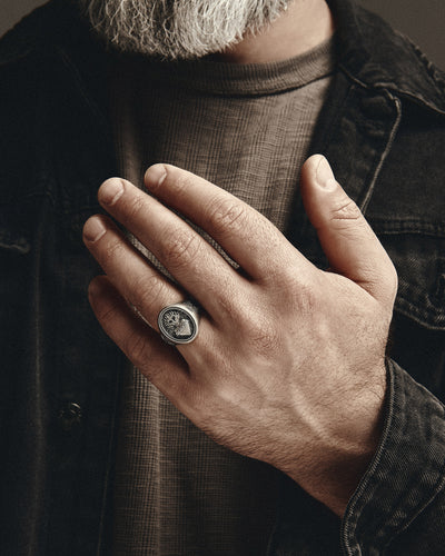 Silver ring SACRED HEART
