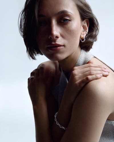 Ear cuff individual din argint AURA S — imaginea 2