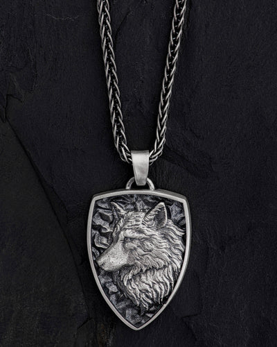Pendentif en argent - bouclier LOUP