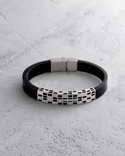 Pulsera de cuero con detalles de plata LEADER — imagen de producto 3