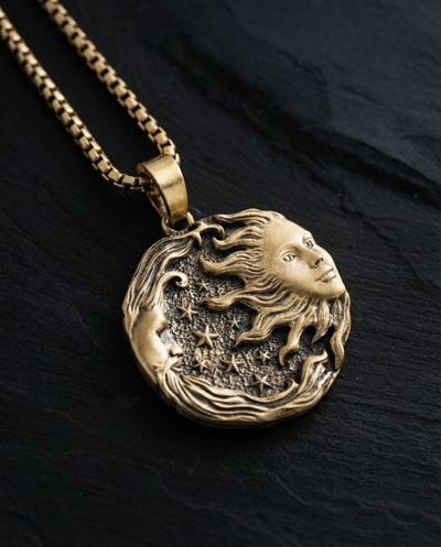 Pandantiv din aur galben de 14k SUN MOON and STARS — imaginea 2