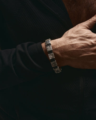 Ασημένιο βραχιόλι MIDGARD WIKING (leather) — εικόνα προϊόντος 4