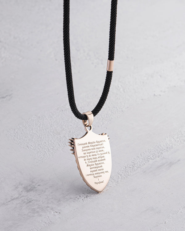 Pendentif - bouclier SAINT MICHEL ARCHANGE (or rose 14 carats)