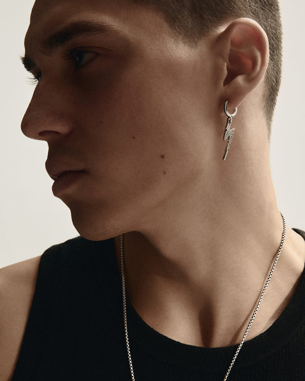 Silver single earring LIGHTNING